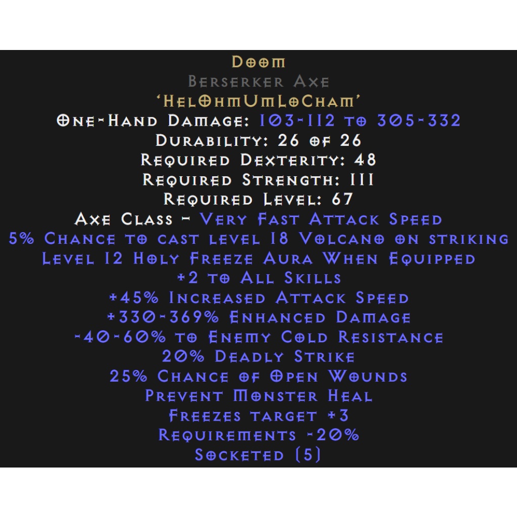 Doom Berserker Axe Buy D2r items Diablo 2 Resurrected items for sale